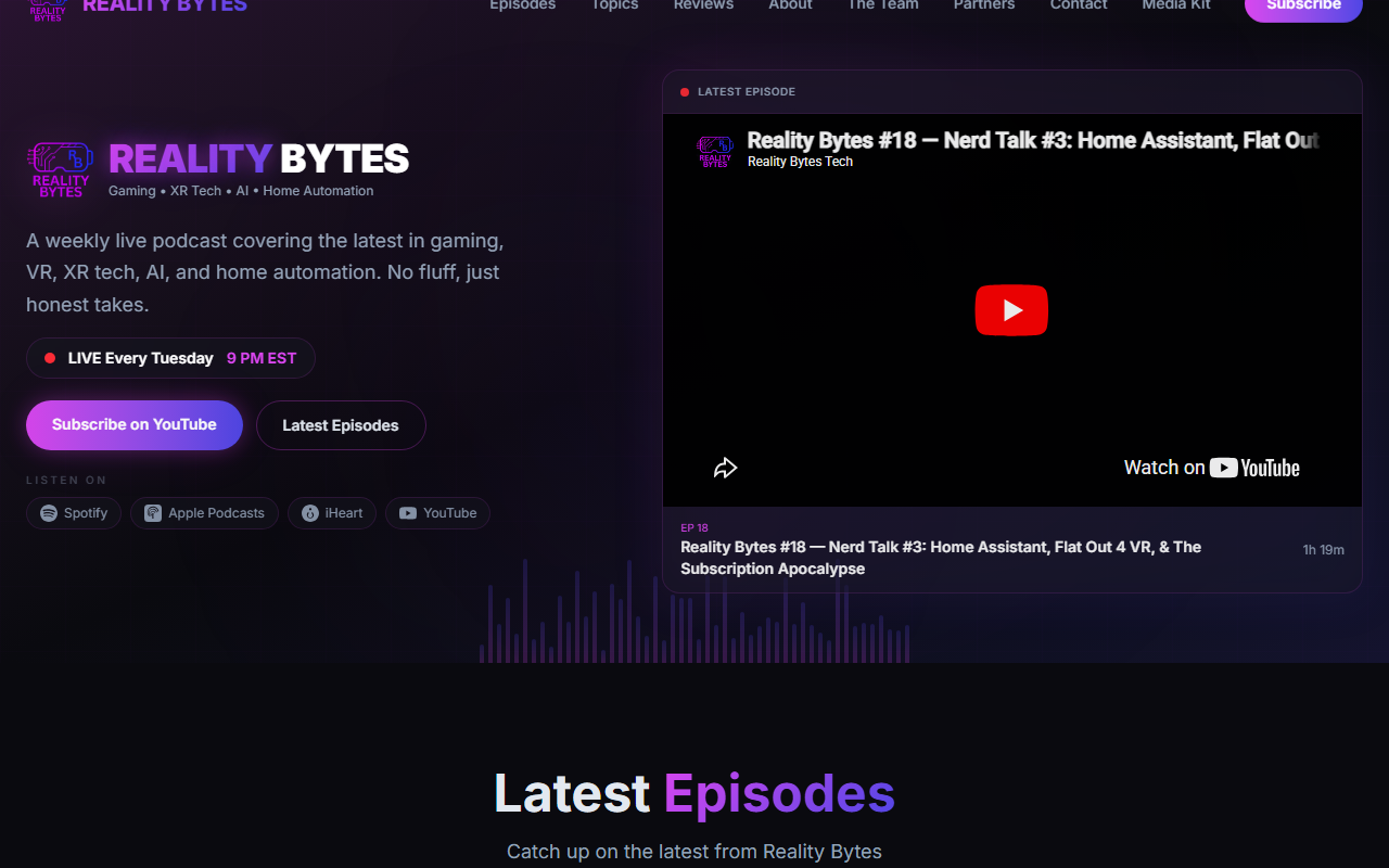 Reality Bytes podcast website